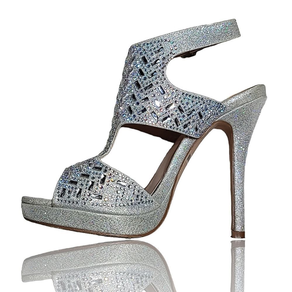 De Blossom Collection Embellished Rhinestone Bling Sparkle Slingback Heels